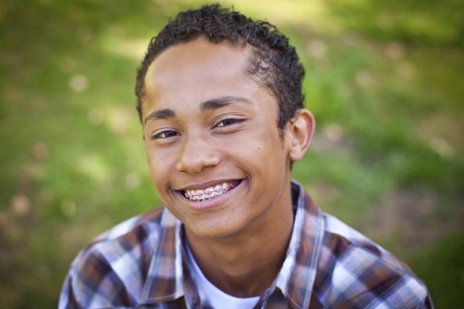 Teen boy with braces